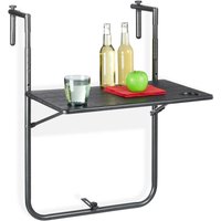 Balkonhängetisch klappbar, 3-fach höhenverstellbar, Tischplatte in Holz-Optik b x t: 59,5 x 36 cm, schwarz - Relaxdays von RELAXDAYS