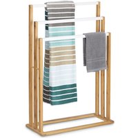 Bambus Handtuchhalter, treppenförmiger Handtuchständer mit 3 Stangen, Badaccessoire f. Handtücher, natur - Relaxdays von RELAXDAYS
