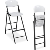 Barhocker klappbar, 2er Set, mit Lehne, HxBxT: 118 x 44,5 x 82 cm, hoher Barstuhl, Kunststoff & Stahl, weiß - Relaxdays von RELAXDAYS