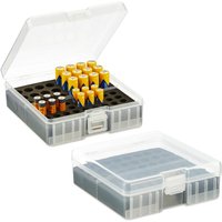 Batteriebox, 2er Set, für 60 aa & aaa Batterien, HxBxT: 5,5 x 15 x 15,5 cm, Batteriekiste, transparent/schwarz - Relaxdays Batteriebox, 2er Set, für 60 aa & aaa Batterien, HxBxT: 5,5 x 15 x 15,5 cm, Batteriekiste, transparent/schwarz - Relaxdays von RELAXDAYS