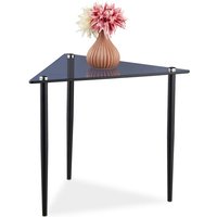 Beistelltisch, Couchtisch dreieckig, hbt 41x50x50 cm, Glas & Stahl, Wohnzimmer, Sofatisch modern, grau-schwarz - Relaxdays von RELAXDAYS