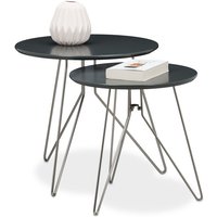 Beistelltisch 2er Set, Wohnzimmertische aus Holz, Ø48/40 cm, grau-matt lackiert, Couchtisch/Telefontisch, grau - Relaxdays von RELAXDAYS