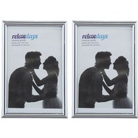 Relaxdays - Bilderrahmen 2er Set, 10x15 cm, Passepartout 9x13 cm, Glasscheibe, Fotorahmen zum Stellen & Hinhängen, silber von RELAXDAYS