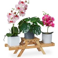 Blumentreppe, mit 3 Ablagen, für die Fensterbank, aus Bambus, Pflanzenregal, hbt: 17 x 51,5 x 15 cm, natur - Relaxdays von RELAXDAYS