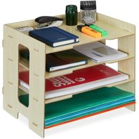 Briefablage, Büro Organizer mdf, A4 Papier, 3 Fächer, leichte Dokumentenablage hbt 27 x 32,5 x 25 cm, natur - Relaxdays von RELAXDAYS