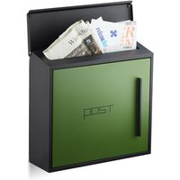 Briefkasten grün modern Zweifarben Design, DIN-A4 Einwurf, Stahl, groß, HxBxT: 33 x 35 x 12,5 cm, schwarz-grün - Relaxdays von RELAXDAYS