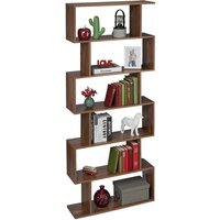 Bücherregal, 6 Fächer, hbt: 190,5 x 80 x 23 cm, modernes Design, Holzoptik, Standregal Wohnzimmer, Büro, braun - Relaxdays von RELAXDAYS