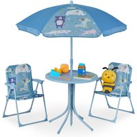 Camping Kindersitzgruppe, Motiv Tiere, Kindersitzgarnitur mit Sonnenschirm, Klappstühlen & Tisch, Garten, blau - Relaxdays Camping Kindersitzgruppe, Motiv Tiere, Kindersitzgarnitur mit Sonnenschirm, Klappstühlen & Tisch, Garten, blau - Relaxdays von RELAXDAYS