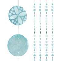 Relaxdays - Capiz Girlande 4er Set, für Fenster, Balkon, Tür, Muschelplättchen Vorhang, Dekoketten 180cm, Blüte türkisblau von RELAXDAYS