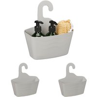 Relaxdays - Duschkorb zum Hängen, 3er Set, ohne Bohren, Kunststoff, Duschablage Shampoo & Duschgel, Duschorganizer, grau Relaxdays - Duschkorb zum Hängen, 3er Set, ohne Bohren, Kunststoff, Duschablage Shampoo & Duschgel, Duschorganizer, grau von RELAXDAYS