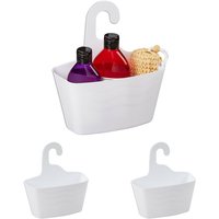 Relaxdays - Duschkorb zum Hängen, 3er Set, ohne Bohren, Kunststoff, Duschablage Shampoo & Duschgel, Duschorganizer, weiß Relaxdays - Duschkorb zum Hängen, 3er Set, ohne Bohren, Kunststoff, Duschablage Shampoo & Duschgel, Duschorganizer, weiß von RELAXDAYS