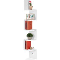 Eckregal, 5 Ablagen, hbt 122 x 19,5 x 19,5 cm, hängendes Bücherregal, Zickzack-Design, Wandregal, mdf, weiß - Relaxdays von RELAXDAYS