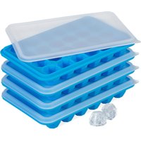 Relaxdays - Eiswürfelform mit Deckel, 4er Set, Diamantform, je 24 Mulden, Silikon, Eiswürfelschale, blau/transparent Relaxdays - Eiswürfelform mit Deckel, 4er Set, Diamantform, je 24 Mulden, Silikon, Eiswürfelschale, blau/transparent von RELAXDAYS