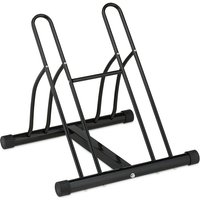 Relaxdays - Fahrradständer, Metall Bodenparker für 2 Räder, bis 60mm Reifenbreite, hbt: 57 x 60,5 x 55 cm, Indoor, schwarz von RELAXDAYS