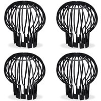 Relaxdays - Fallrohrschutz, 4er Set, Kunststoff Korb, Laub Rinnensieb, Regenrohrschutz, Dachrinnenschutz, ø 13 cm, schwarz von RELAXDAYS