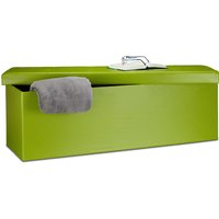 Faltbare Sitzbank HxBxT 38 x 114 x 38 cm, xl Kunstleder Sitztruhe, Aufbewahrungsbox mit viel Stauraum, grün - Relaxdays von RELAXDAYS