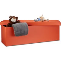 Faltbare Sitzbank HxBxT 38 x 114 x 38 cm, xl Kunstleder Sitztruhe, Aufbewahrungsbox mit viel Stauraum, orange - Relaxdays von RELAXDAYS