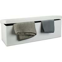 Faltbare Sitzbank HxBxT 38 x 114 x 38 cm, xl Kunstleder Sitztruhe, Aufbewahrungsbox mit viel Stauraum, weiß - Relaxdays Faltbare Sitzbank HxBxT 38 x 114 x 38 cm, xl Kunstleder Sitztruhe, Aufbewahrungsbox mit viel Stauraum, weiß - Relaxdays von RELAXDAYS