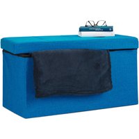 Faltbare Sitzbank xl, mit Stauraum, Sitzcube mit Fußablage, Sitzwürfel als Aufbewahrungsbox, 38x76x38 cm, blau - Relaxdays von RELAXDAYS