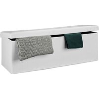 Faltbare Sitzbank xxl, Sitzcube mit Stauraum, Sitzwürfel aus Leinen, mit Deckel, hbt 38 x 114 x 38 cm, weiß - Relaxdays von RELAXDAYS