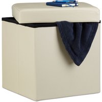 Faltbarer Sitzhocker, Sitzcube mit Stauraum u. Deckel, Fußablage, Sitzwürfel Kunstleder, 38x38x38 cm, creme - Relaxdays Faltbarer Sitzhocker, Sitzcube mit Stauraum u. Deckel, Fußablage, Sitzwürfel Kunstleder, 38x38x38 cm, creme - Relaxdays von RELAXDAYS