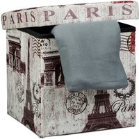 Sitzhocker, faltbar, stabil, 38 cm, Kunstleder, Sitzwürfel, Aufbewahrungsbox mit Stauraum, Deckel, Paris - Relaxdays von RELAXDAYS