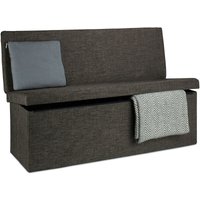 Sitzhocker mit Lehne, HxBxT:73x114x38cm, stabiler Sitzcube, Aufbewahrungsbox mit Deckel, Leinen, braun - Relaxdays von RELAXDAYS