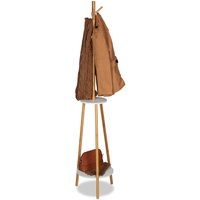 Garderobenständer, 8 Haken, 2 Ablagen, Jackenständer aus Bambus & mdf Holz, Garderobe HxD 181x37cm, natur/weiß - Relaxdays von RELAXDAYS