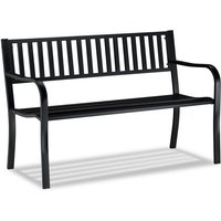 Gartenbank, bequemer 2-Sitzer, robuste Metallbank, für Terrasse, Balkon, hbt 82 x 127,5 x 59,5 cm, schwarz - Relaxdays von RELAXDAYS