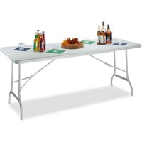 Gartentisch klappbar bastian, groß, Tragegriff, stabiler Campingtisch, h x b x t: 72 x 178 x 74 cm, weiß - Relaxdays von RELAXDAYS