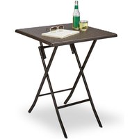 Gartentisch klappbar bastian, quadratisch h x b x t: 74 x 61,5 x 61,5 cm, Metall, Kunststoff, Rattan-Optik, braun - Relaxdays von RELAXDAYS