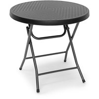 Gartentisch klappbar bastian, rund h x b x t: 74 x 80 x 80 cm, Metall, Kunststoff, Rattan-Optik, schwarz - Relaxdays von RELAXDAYS