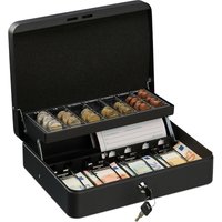 Relaxdays - Geldkassette abschließbar, Münzzählbrett & 4 Scheinfächer, Geldkasse Eisen, hbt 8,5 x 30,5 x 24,5 cm, schwarz von RELAXDAYS