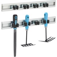 Gerätehalter Wandhalterung, 2er Set, Besenhalter Wand, je 4 Wandklemmen, für Gartengeräte, Aluminium, silber - Relaxdays Gerätehalter Wandhalterung, 2er Set, Besenhalter Wand, je 4 Wandklemmen, für Gartengeräte, Aluminium, silber - Relaxdays von RELAXDAYS