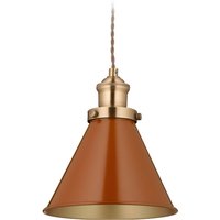 Hängelampe Industrial, HxD: 130 x 18,5 cm, Metall Pendelleuchte, E27-Fassung, Esszimmer Lampe, rot/messing - Relaxdays von RELAXDAYS