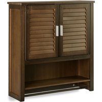 Relaxdays Hängeschrank dunkelbraun LAMELL, Badschrank mit Handtuchhalter, Wandschrank aus Bambus, HBT: 66 x 62 x 20 cm von RELAXDAYS