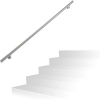 Relaxdays - Handlauf, 201er Edelstahl, matt, rundes Treppengeländer, innen & außen, 200 cm, ø 38 mm, mit Halterung, silber von RELAXDAYS