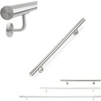Handlauf, 304er Edelstahl, matt, rundes Treppengeländer, innen & außen, 100 cm, ø 42 mm, mit Halterung, silber - Relaxdays von RELAXDAYS