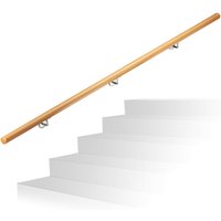 Relaxdays - Handlauf Holz, Buche, 2000 mm/200 cm/2 m, Wandhalterung, mit Dübeln, rustikal 42 mm Durchmesser, natürlich von RELAXDAYS