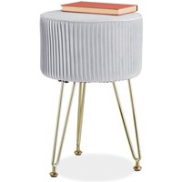 Hocker Samt, Haarnadelbeine, gepolsterter Sitzhocker, h x d: 45 x 29 cm, Couchhocker Wohnzimmer, grau/gold - Relaxdays Hocker Samt, Haarnadelbeine, gepolsterter Sitzhocker, h x d: 45 x 29 cm, Couchhocker Wohnzimmer, grau/gold - Relaxdays von RELAXDAYS