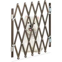 Hundeabsperrgitter, ausziehbar bis 96 cm, 48,5-60 cm hoch, Bambus, Hunde Schutzgitter für Treppe & Tür, braun - Relaxdays von RELAXDAYS