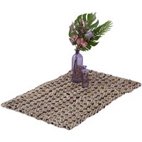 Jute Teppich, 60x90 cm, handgewebter Teppichläufer, Naturfasern, Läufer Flur, Wohnzimmer, Küche, beige/schwarz - Relaxdays von RELAXDAYS