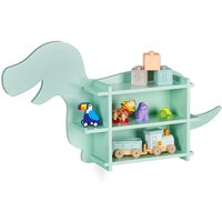 Kinderregal Dino, 2 offene Fächer, Bücherregal Kinder, Wand, hbt: 43,5x84x13,5 cm, Kinderzimmer Regal, türkis - Relaxdays von RELAXDAYS