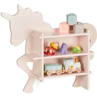 Kinderregal Einhorn, 2 offene Fächer, Bücherregal Kinder, Wand, HxBxT: 54,5x66x13 cm, Kinderzimmer Regal, rosa - Relaxdays von RELAXDAYS