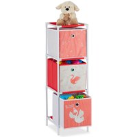 Kinderregal mit 3 Boxen, Spielzeug, Mädchen, Schwan-Design, Regal Kinderzimmer, hbt 89 x 27,5 x 30 cm,weiß/rot - Relaxdays von RELAXDAYS