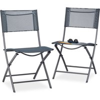 Klappstuhl Balkon 2er Set, Metall, Kunststoff, Gartenstuhl hbt: 87 x 55 x 48 cm, Balkonklappstuhl, anthrazit - Relaxdays von RELAXDAYS
