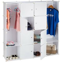 Kleiderschrank Stecksystem mit 12 Fächern, großer Garderobenschrank aus Kunststoff, 145,5 x 145,5 cm, weiß - Relaxdays von RELAXDAYS