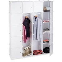 Relaxdays - Kleiderschrank Stecksystem mit 2 Kleiderstangen, Garderobe mit 14 Fächer, Kunststoff Regalsystem, weiß Relaxdays - Kleiderschrank Stecksystem mit 2 Kleiderstangen, Garderobe mit 14 Fächer, Kunststoff Regalsystem, weiß von RELAXDAYS