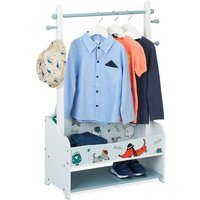 Kleiderständer Kinder, hbt: 101x71x30 cm, 4 Haken, 2 Ablagen, Garderobe, Kleiderstange für Kinderzimmer, bunt - Relaxdays von RELAXDAYS