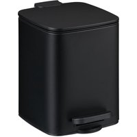 Kosmetikeimer, 6 Liter, Absenkautomatik, entnehmbarer Inneneimer, Metall, Bad Mülleimer mit Deckel, schwarz - Relaxdays von RELAXDAYS